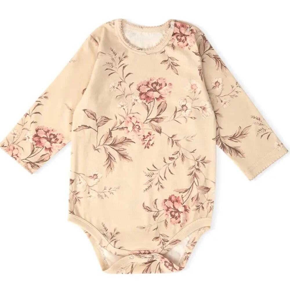 New lot of 4 soft cotton long sleeved infant girl rompers 3-6 months